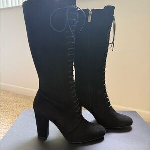 Eugenia Kim Black Heeled Lace-Up Boots. Brand new. Never worn. Suede. Size 8.